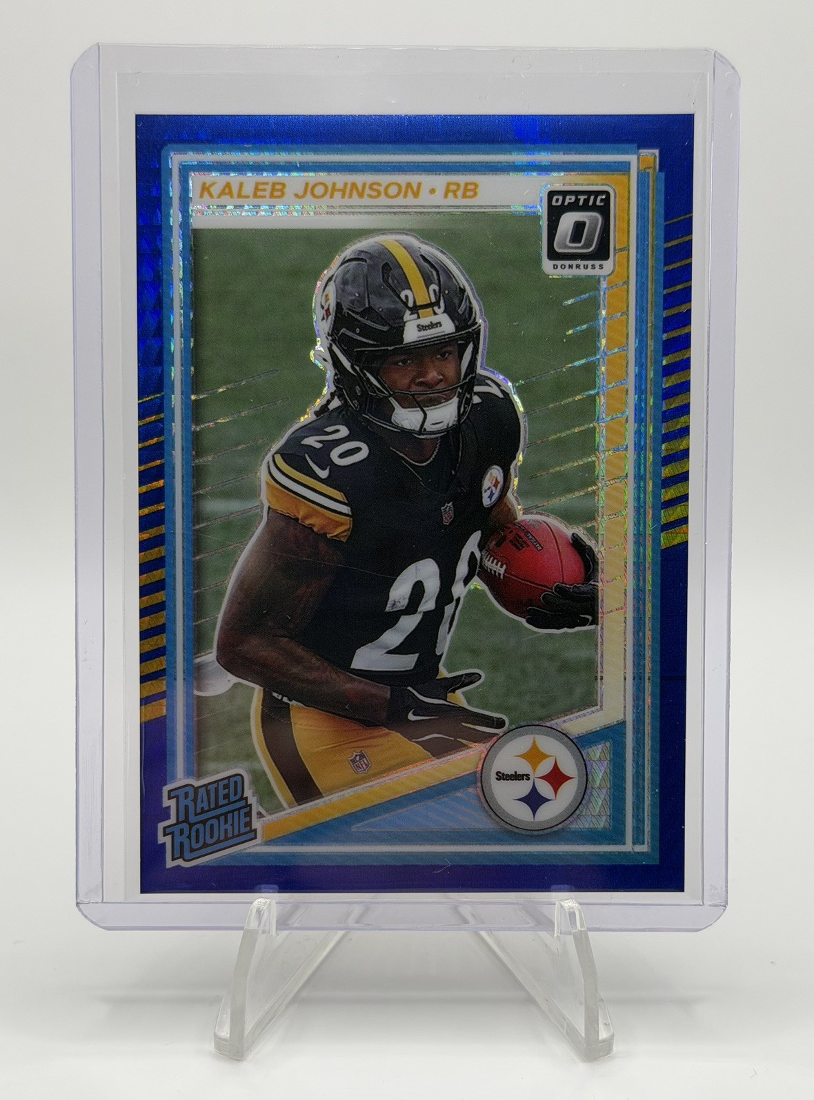 2025 Panini Donruss Optic Rated Rookie Kaleb Johnson #232 Blue Hyper (RC) !!