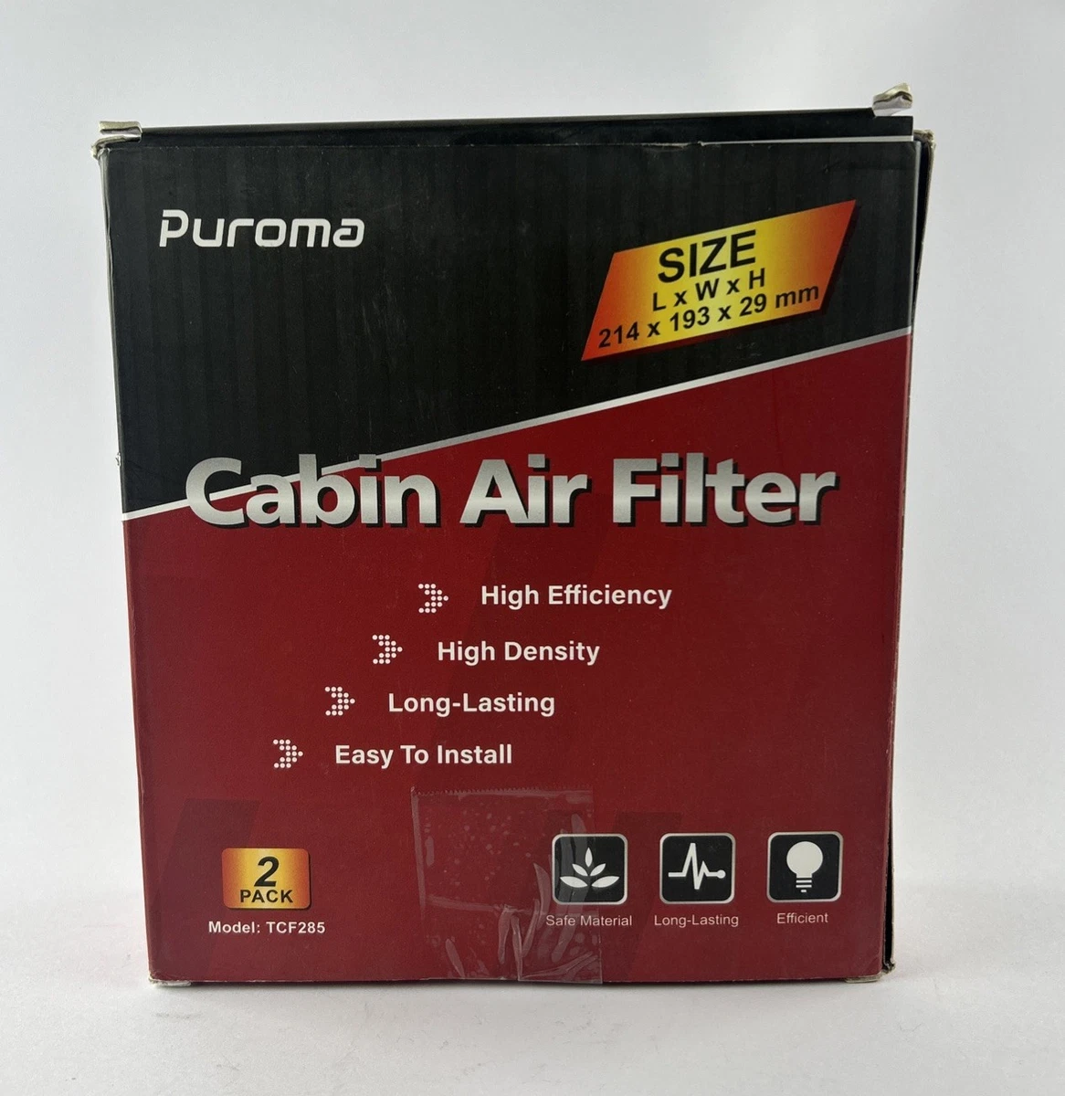 Puroma TCF285 Cabin Air Filter 2 Pack Activated Carbon Toyota Lexus Scion photo 3