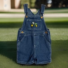 JOHN DEERE Overalls Shorts Youth Size 2T Farmer Blue Denim Carpenter Tractor