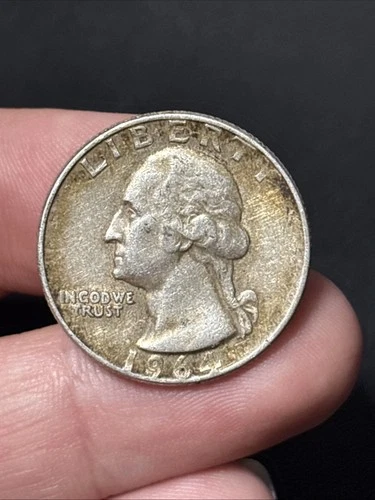 1964 D Washington Quarter 90% Silver Circulated Coin.