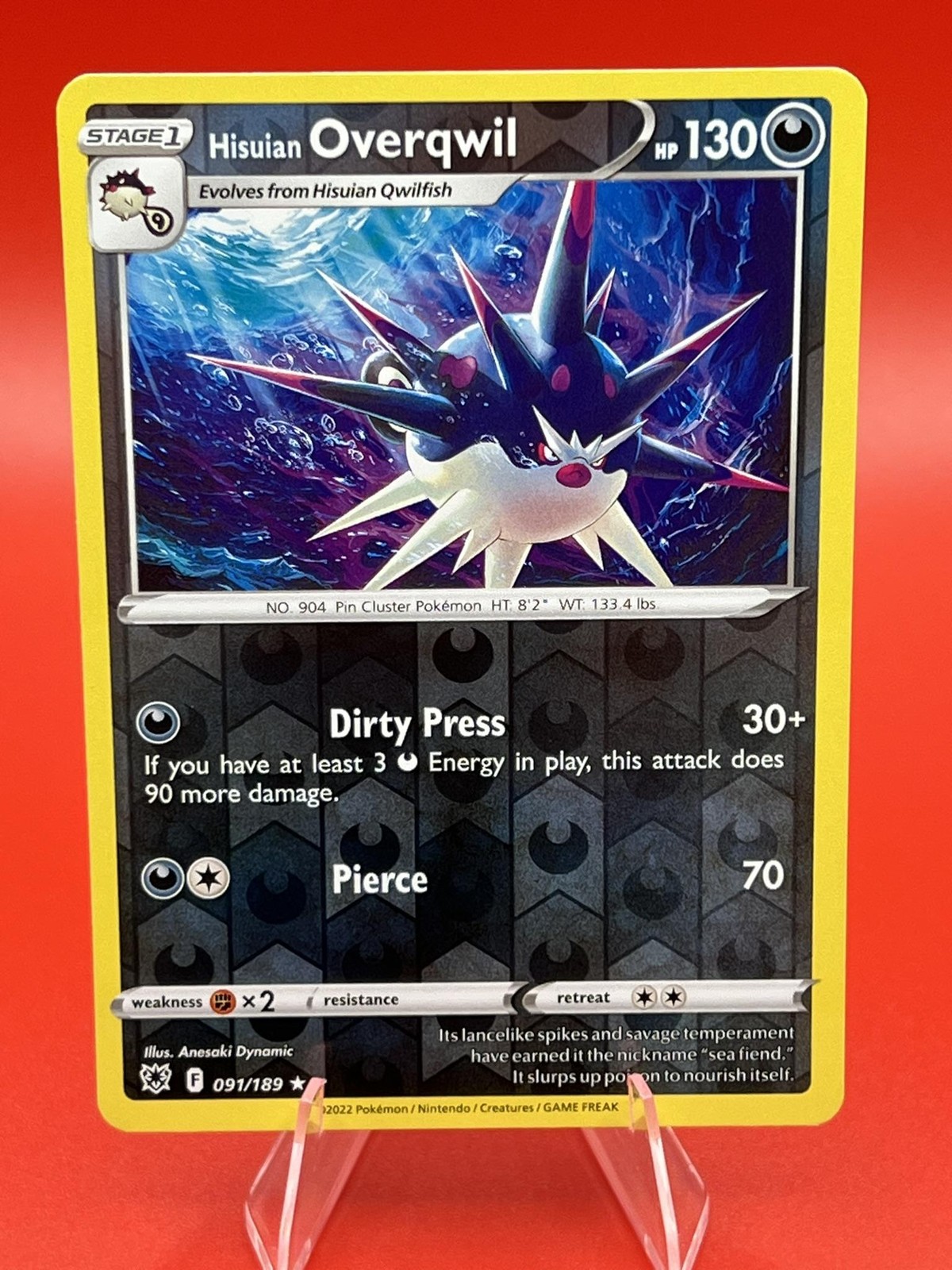 Hisuian Overqwil #091/189 SWSH10: Astral Radiance Reverse Holo Pokemon Card NM