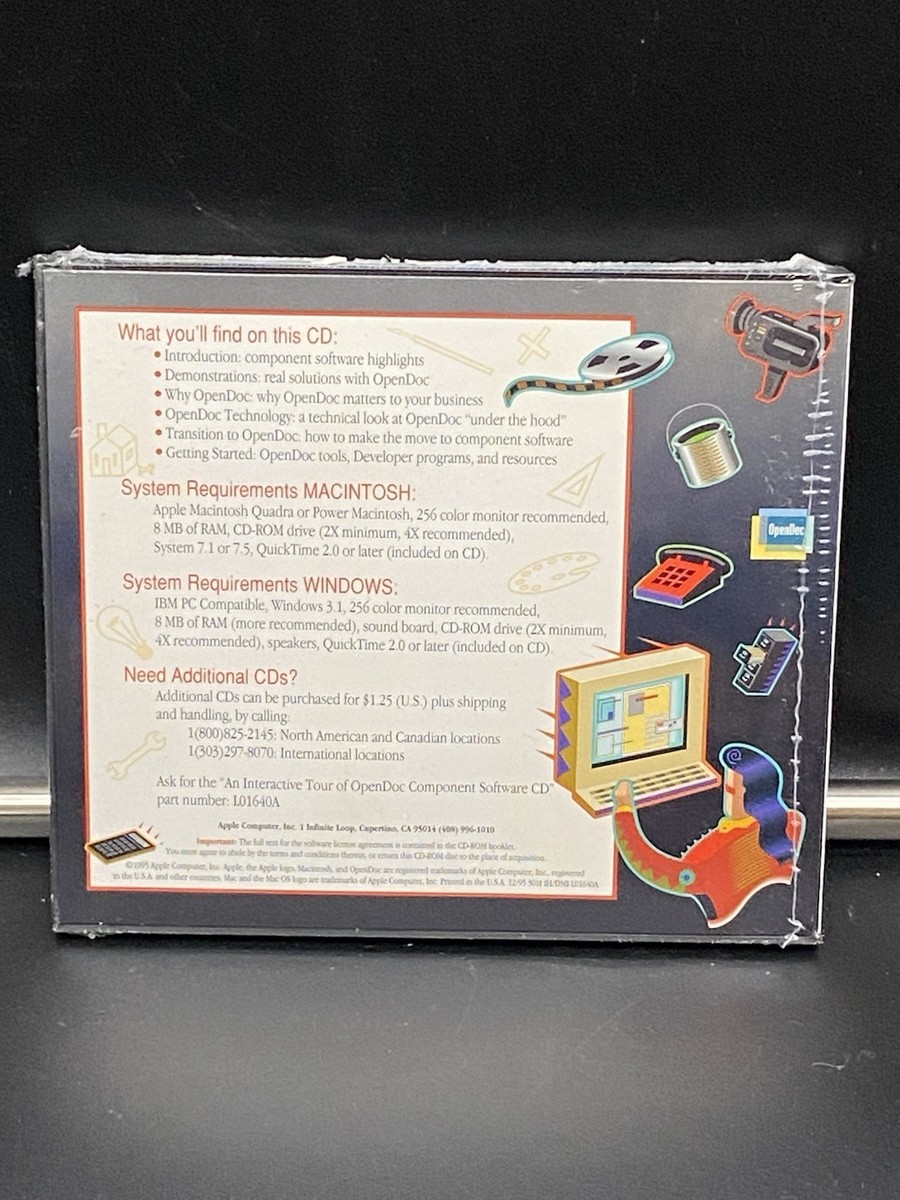 Vtg New 1995 Apple OpenDoc Interactive Tour Component Software CD