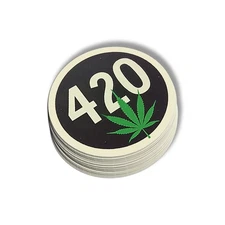 Retro 420 Pot Leaf Sticker – Cannabis Vinyl Decal Waterproof for Laptop & Bottle