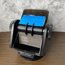 Vintage Rolodex Rotary Business Card File Swivel Base Wood Grain Model SW-24C