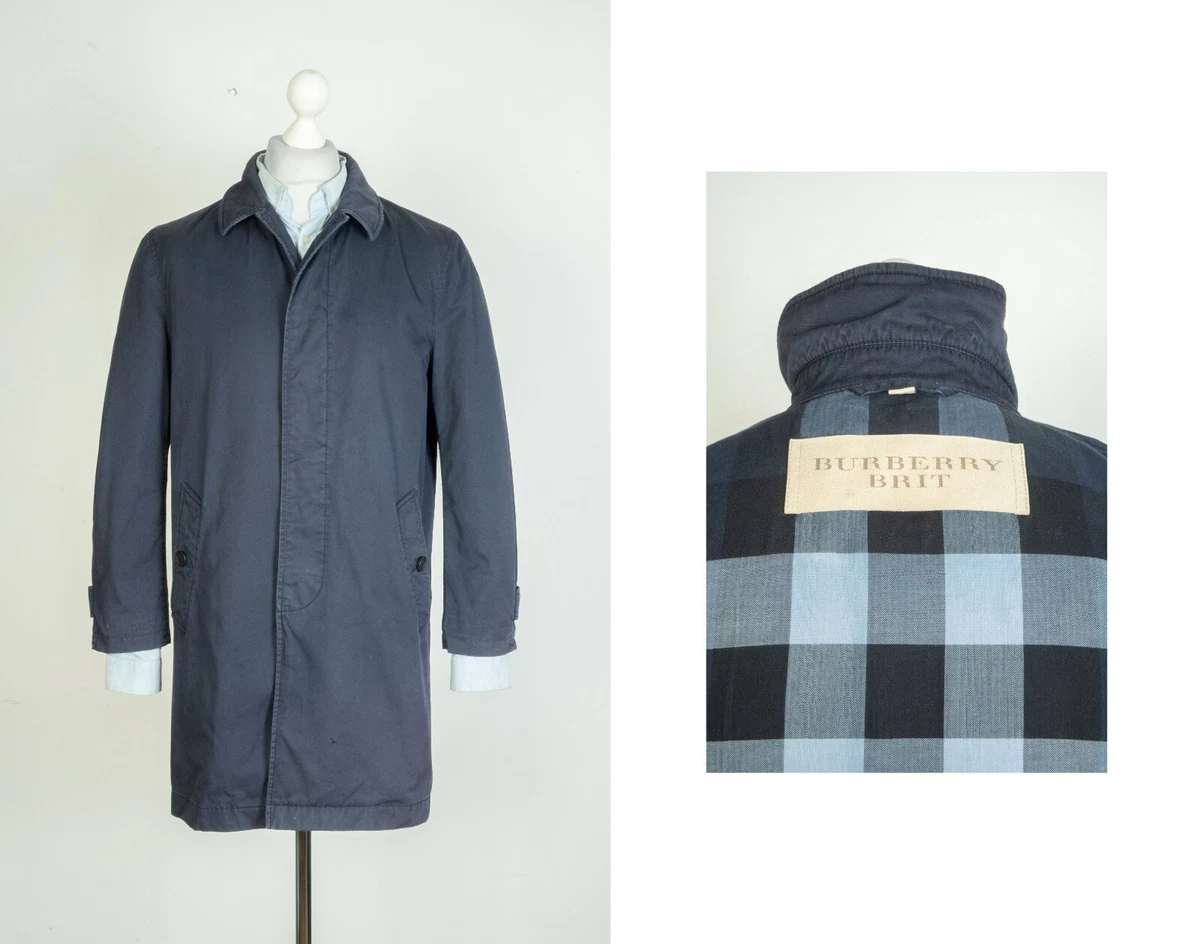 reparatøren blød Rendezvous Mens Burberry Brit Navy Trench Coat Genuine Size M | eBay