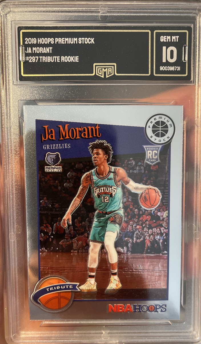 2019 NBA Hoops Premium Stock JA MORANT Rookie Card TRIBUTE Gem