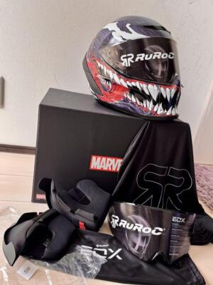 RUROC EOX VENOM Full Face Motorcycle Helmet M Size Black Red NEW