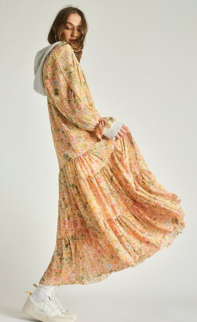 Free People Feeling Groovy Maxi Dress Warm Floral Print Size Medium | eBay
