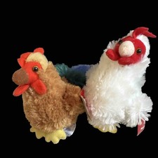 Aurora Set Of 2 Cocky Chicken Rooster Flopsie Plush Stuffed Animals 6