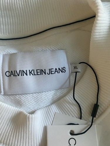 Damas Original Calvin Klein Logo Blanco Sudadera Terry Talla XL Nuevo Con Etiquetas - Imagen 4 de 7