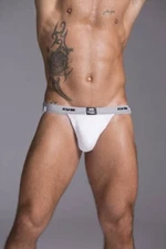 Mens GYM Swim/Run Jockstrap 2.0 w/ 1" Waistband - White, Medium, NWT