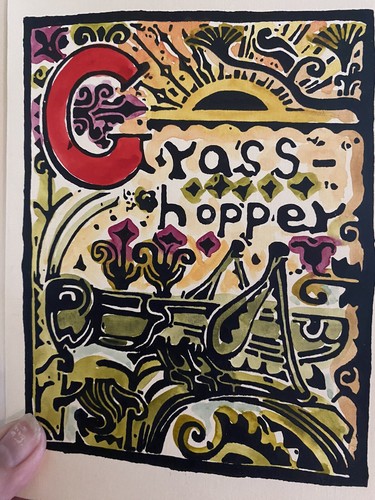 Walter Anderson Alphabet G Is For Grasshopper Greeting Card Blank Inside