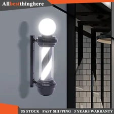 Barber Pole Red Blue White Black Stripes LED Outdoor Rotating light Wall Lamp US