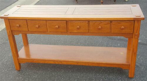 Vintage Wood Veneer Buffet Table With Two Drawers - VGC- NICE STURDY TABLE - Picture 1 of 12