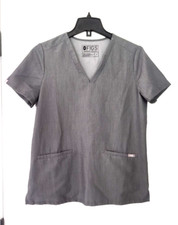 Small FIGS Technical Collection Casma Three Pocket Scrub Top Gray Graphite