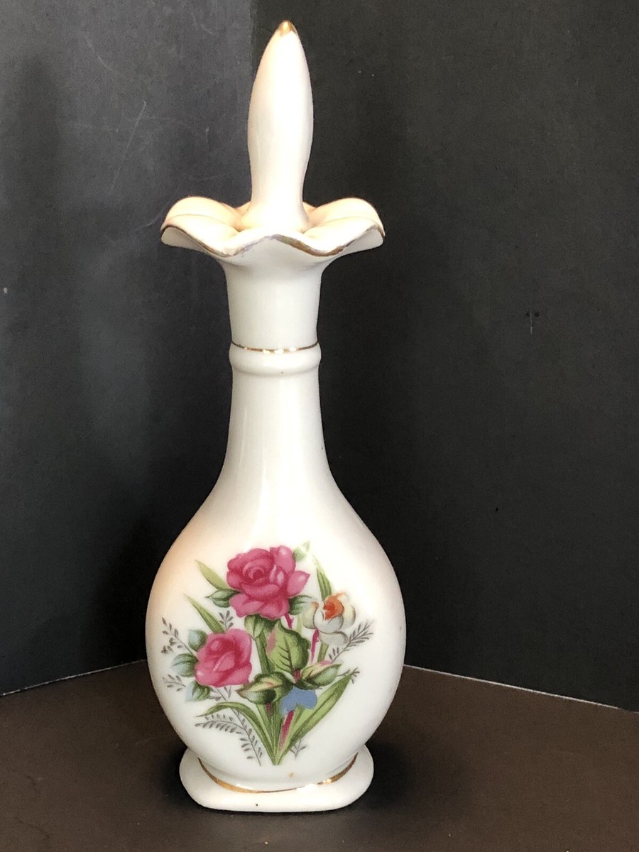 香水　ワゴン Vintage Japanese Porcelain Vanity Perfume Bottle & Stopper Floral