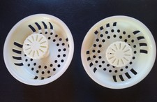 RV Camper Kitchen Sink Drain Strainer Basket 2 Piece Set White Plastic