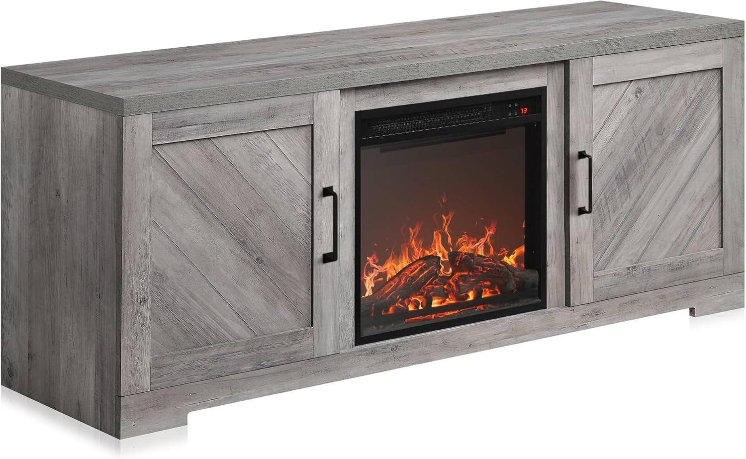 Modern 58" Farmhouse TV Stand with 18" Electric Fireplace Heater & Media Enterta