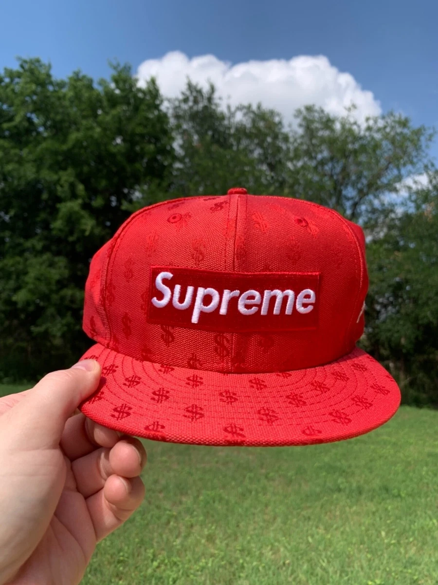 NEW 2018 Supreme SS18 Box Logo Red Monogram New Era Hat S 7 5/8