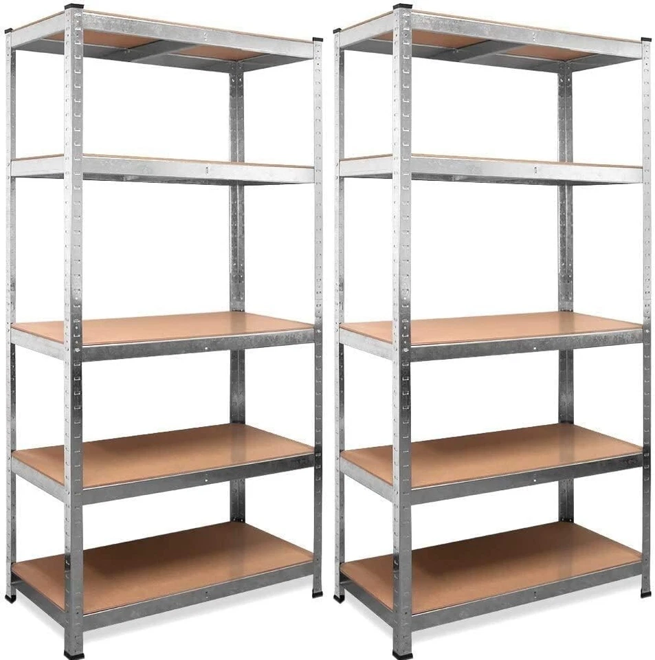 MEGASHOPITALIA Scaffale Mensola Scaffali Scaffalatura 5 Ripiani Legno Magazzino Zincato 2 PACK