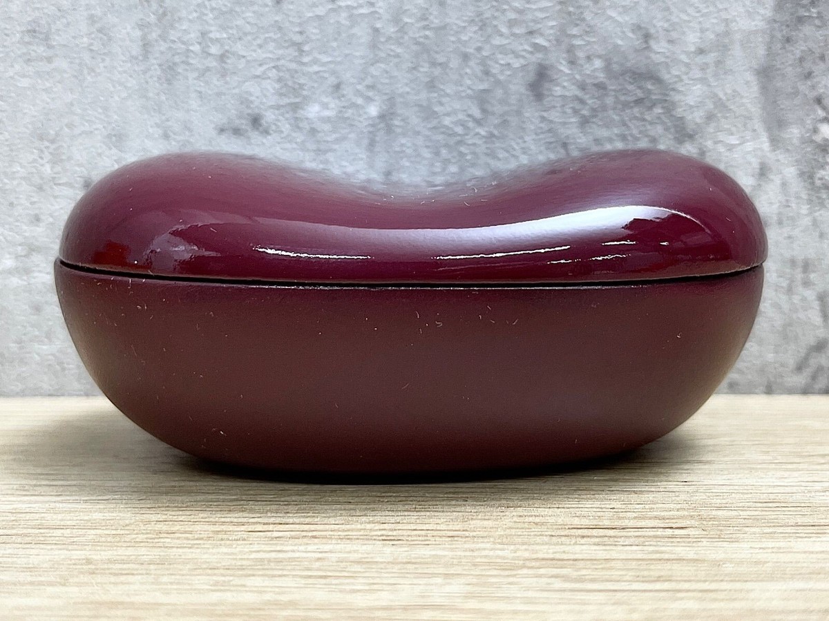 Hermes Case Box Jewelry Case Bean Shape Bordeaux W2.7 x H1