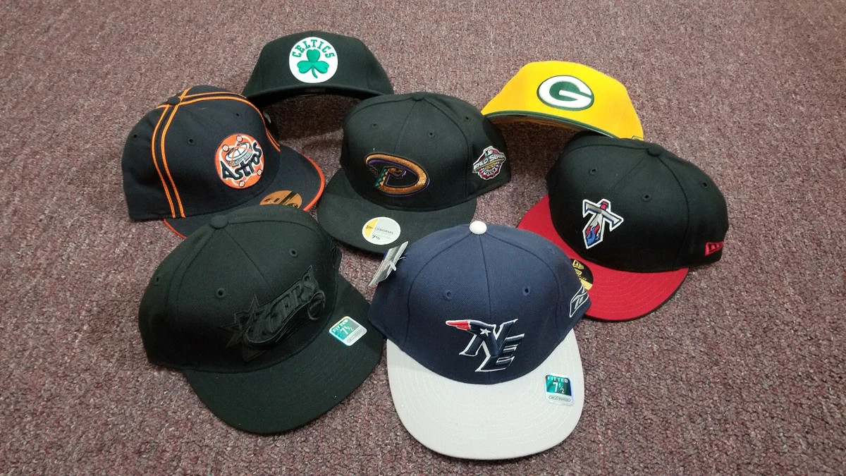 NBA NFL MLB Fitted Baseball Caps, Size 7-1/2, Reebok and New Era |