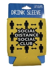 Kalan Social Distancing Beer Can Or Bottle Cozy Insulator Yellow Black One Size