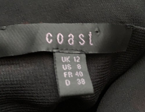 Coast Butterfly mehrfarbig schwarz Kragen Hemd Stil ärmelloses Kleid UK 12 - Bild 7 von 7