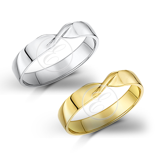 9ct Anello Oro Bianco Leggero Sagomato A D Di Matrimonio - Foto 7