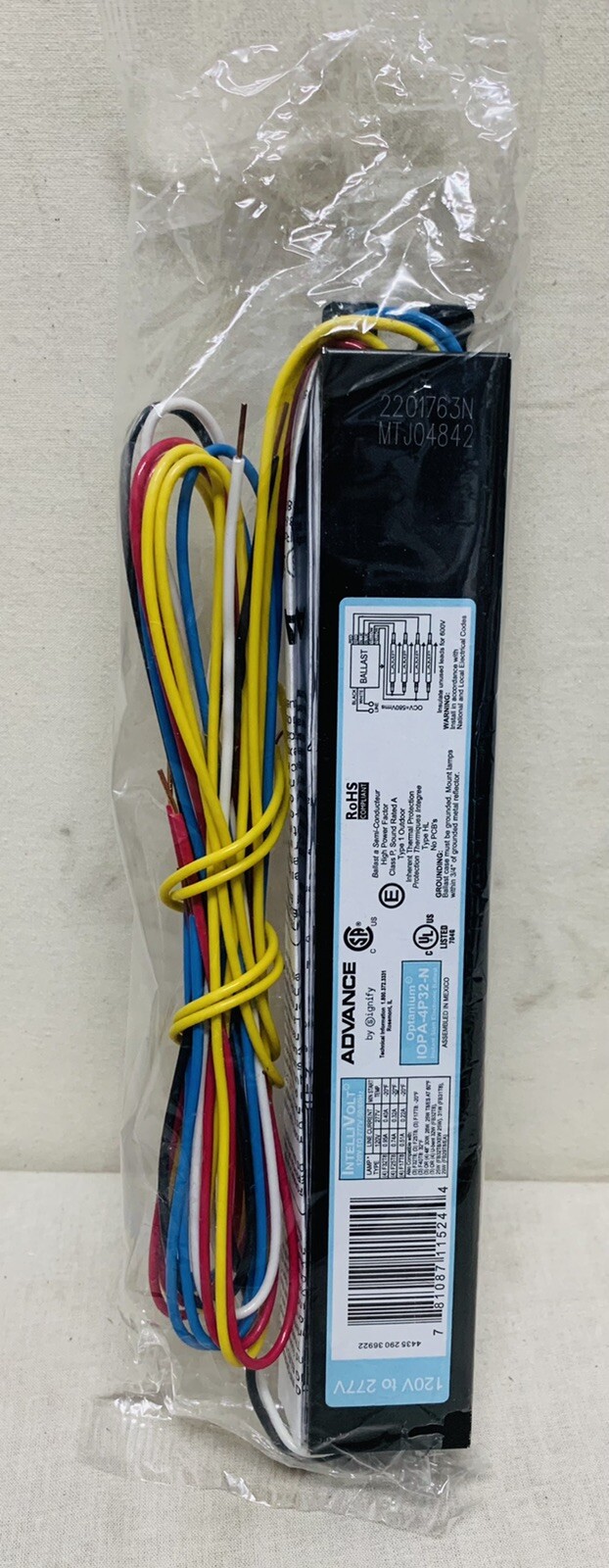 Philips Advance IntelliVolt 120V277V Optanium IOPA4P32N Ballast T8