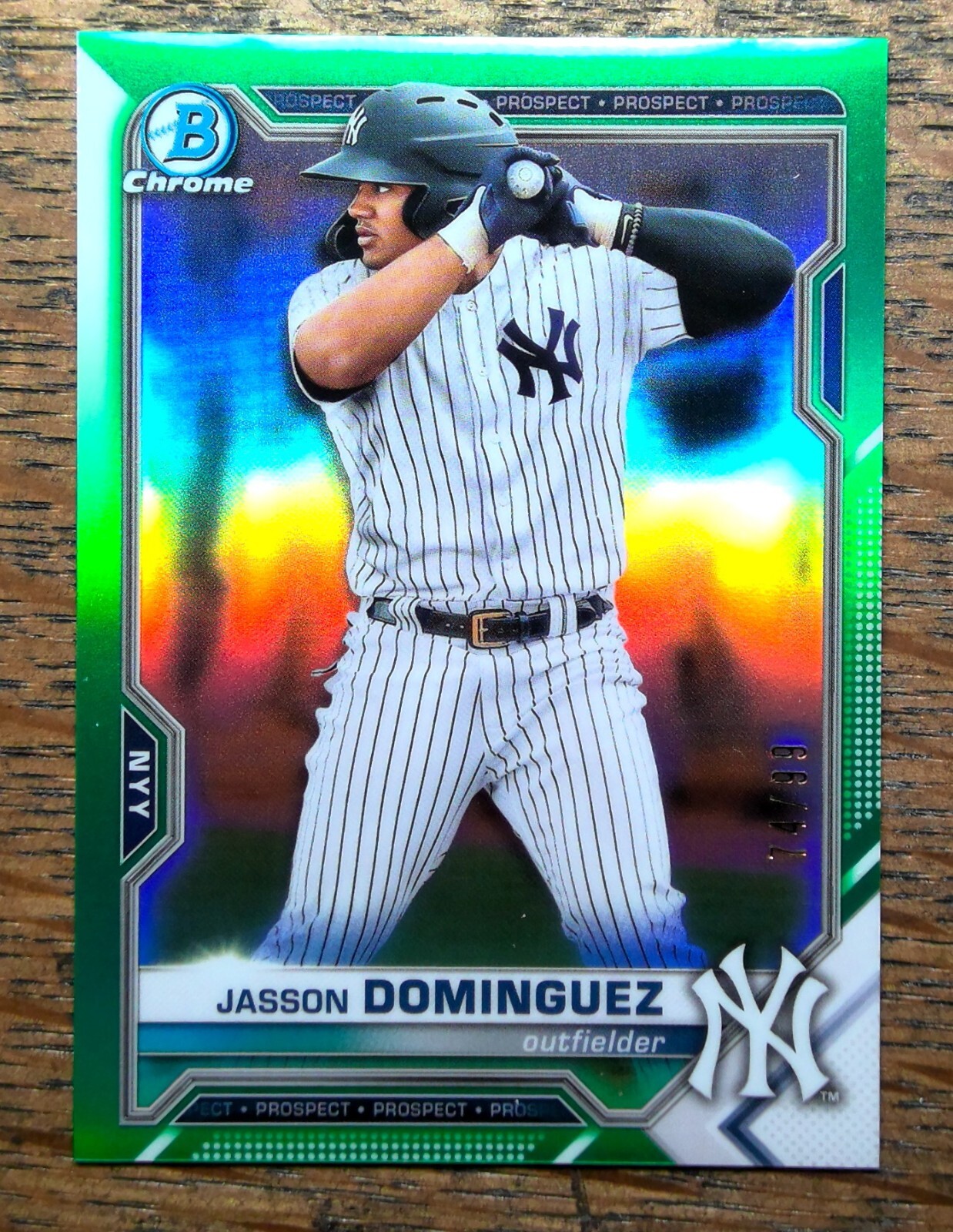 2021 Bowman Chrome Prospects BCP-213 Jasson Dominguez Green Refractor 74  /99 RC