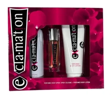 EXCLAMATION 3 PCS SET FOR WOMEN: 0.5 COLOGNE SPRAY + 3 OZ BODY SPRAY + 3.8 BODY