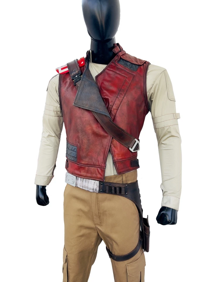 Inspired By Star Wars Jedi Survivor Cal Kestis Costume red distressed vest - Image 2 of 4