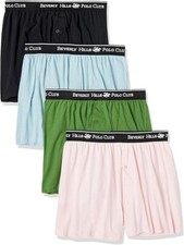 Beverly Hills Polo Club Knit Boxer Shorts Cotton Solid Underwear 2 or 4 Pack