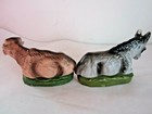 Vintage Chalkware or Papermache COW & DONKEY Nativity Creche Figures Grey Brown — photo 5