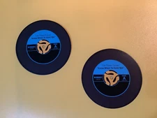 Vinyl record rpm shaped single playing swap card