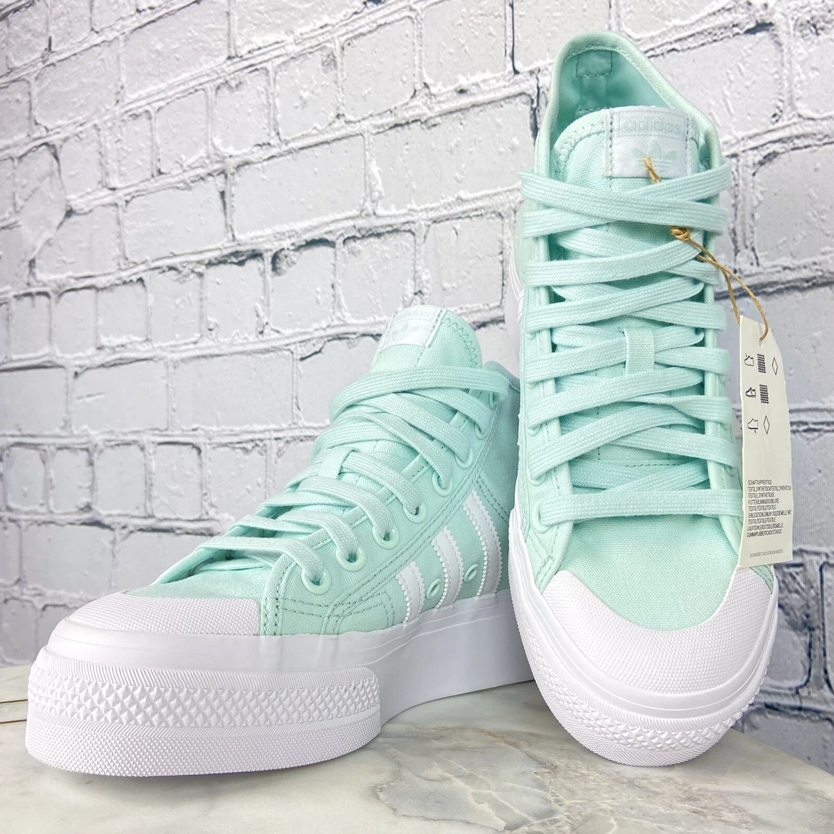 adidas Original NWT Halo Mint NIZZA Women s Platform Mid Sneakers Size 7.5