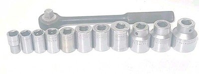 Vintage Wright Tools 12 Pc 1/2'' Drive Sockets 12 Point SAE & Ratchet USA MADE.