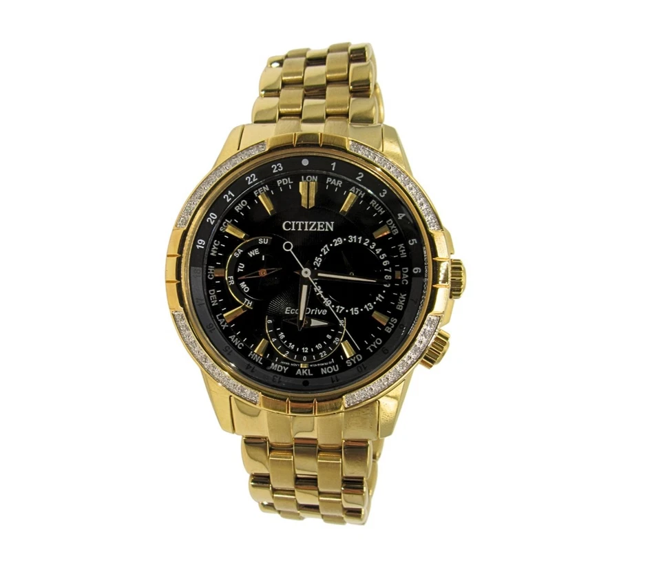 Citizen Eco-Drive World Time 44mm Diamond Bezel Quartz Watch B8729-S115752 - image 3 of 4