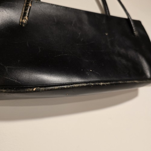 True Vintage schwarze Leder Handtasche kleine Handtasche 50er 60er Metallschließe schick Mod LESEN - Bild 14 von 17