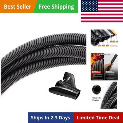 20FT 5/8'' Wire Loom Split Tubing Auto Wire Conduit Flexible Cover