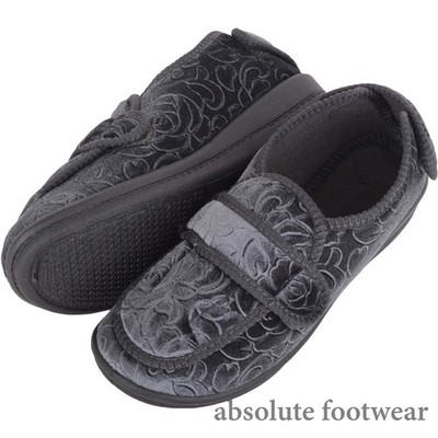 Damen-Slipper leicht zum Anfassen und Schließen Velours Winter geprägt Blumen Slipper