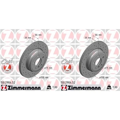 2x ZIMMERMANN Disques De Frein Sport 330mm Perforés Arrière Pour BMW 3 4 - Photo 1/2