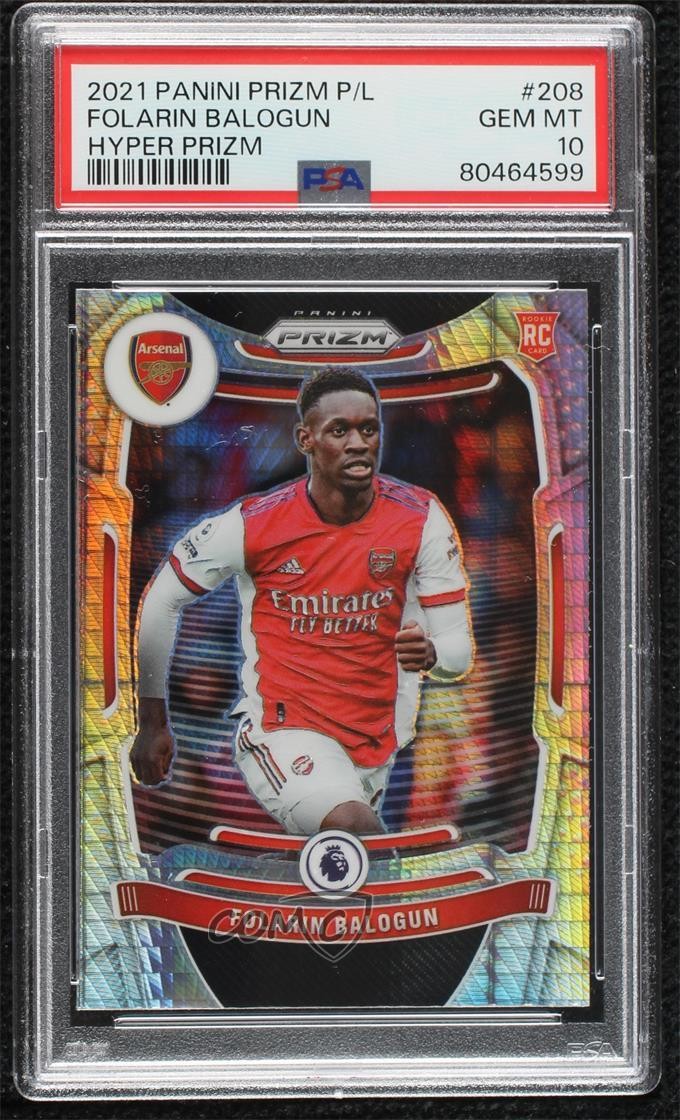 2021-22 Prizm Premier League Hyper Folarin Balogun PSA 10 GEM MT Rookie RC 12wc