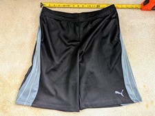 Puma Athletic Shorts Youth Boys L 10-12 Black blue gym fitness trunks swim surf