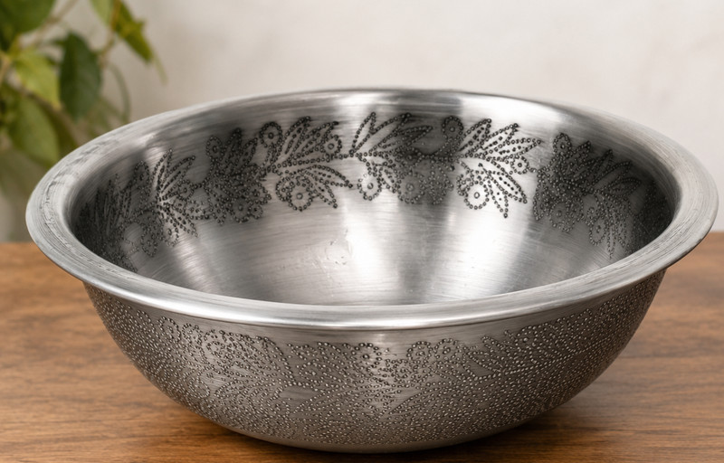 Hand Embossed Stainless Mixing Bowl 13 in.