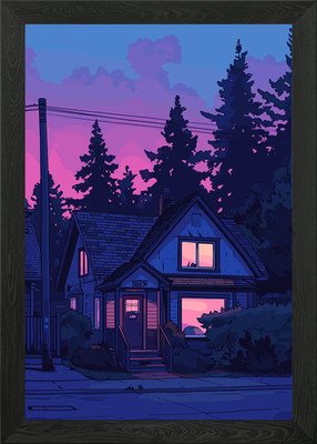 Home Lofi Rosa Retro Gerahmtes Wandbild Poster Leinwanddruck Bild