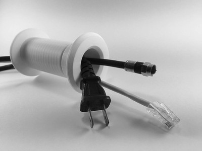 1.20 ID Cable Pass Through Wall Port 3 5/8 - 5 1/4 Wall Thickness White - Pas...