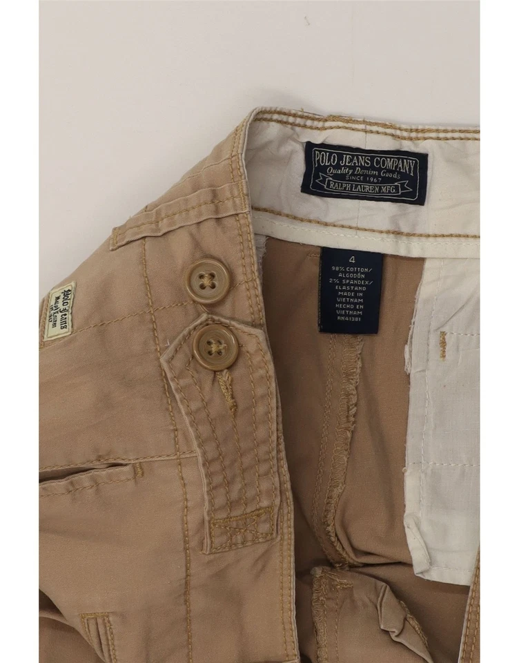 Pantalones Cortos Chinos Mujer Ralph Lauren EE. UU. 4 Pequeños W32 Beige Algodón CE14 Foto 3 de 3
