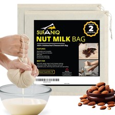 Nut Milk Bag - 2 Pack 12 x 12 Inch 100 Unbleached Cotton Cheese Cloth Bag for